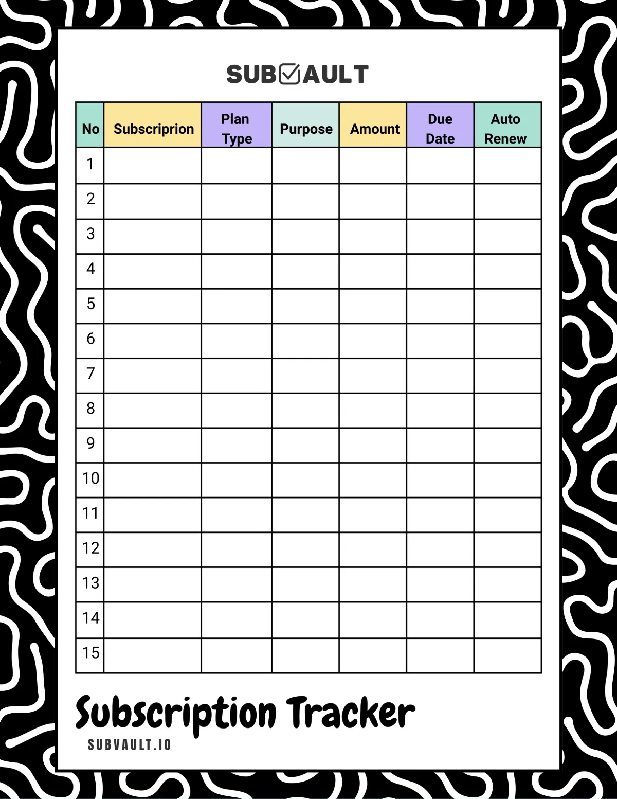 Subscription Tracker Template 7